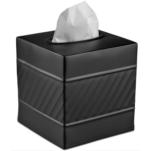 Handcrafted Wave Embossed Metal Square Tissue Box Cover